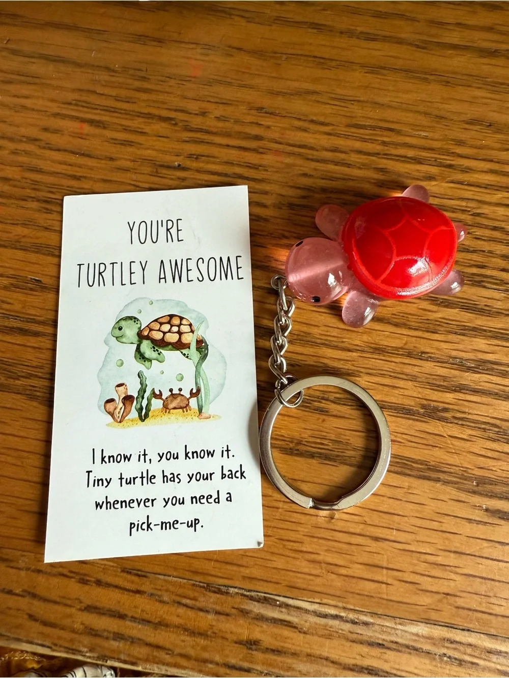 Whimsical Red Shell Turtle Keychain - Hand-Crafted Style Gemstone Glass New